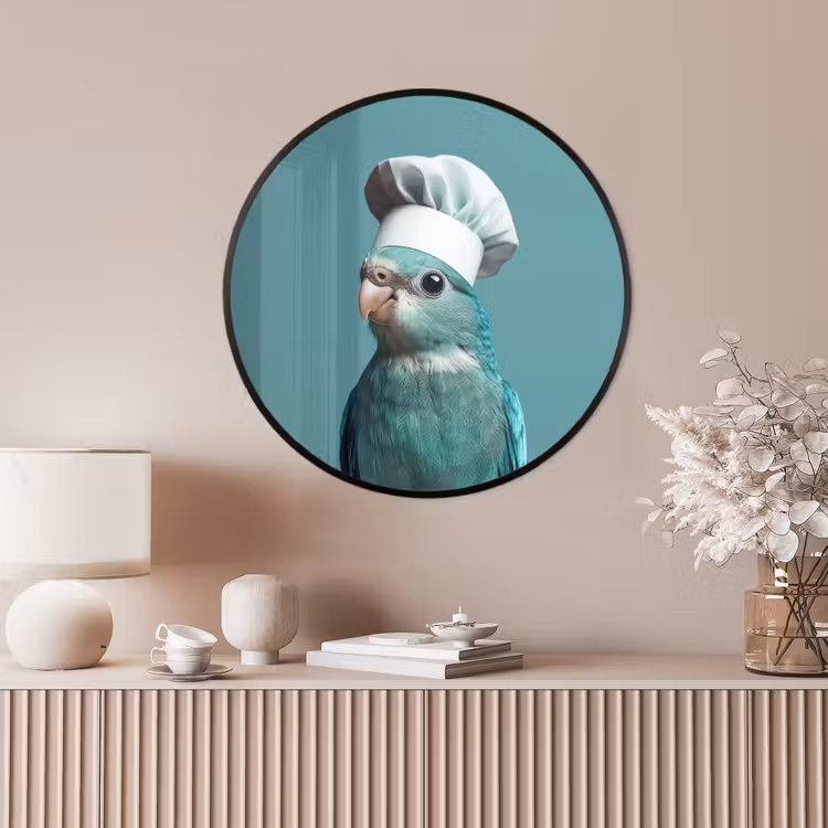 Ronde fotolijst - Parkiet - Vogel - Koksmuts - Cute — 4
