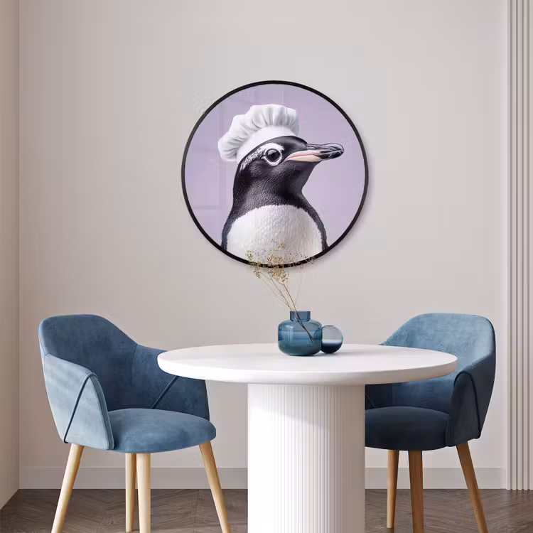 Ronde fotolijst - Pinguïn - Koksmuts - Lief - Paars — 3