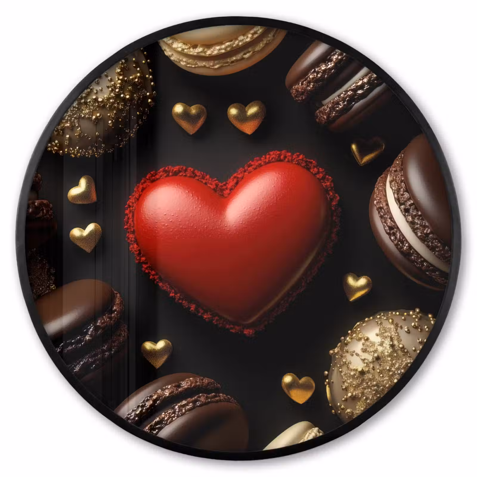 Ronde fotolijst - Macarons - Rood - Hart — 1