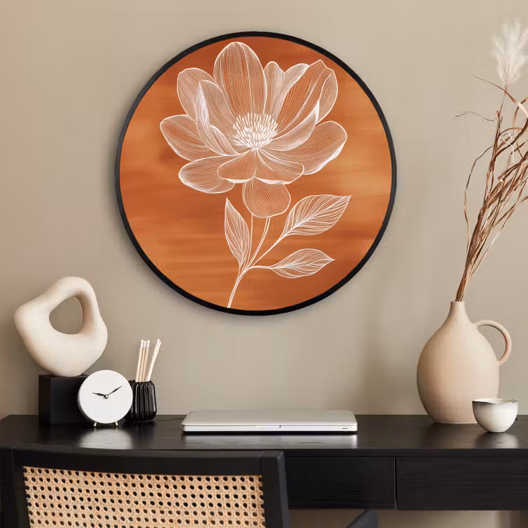 Ronde fotolijst - Bloem - Minimalistisch - Wit — 2