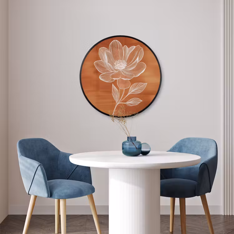 Ronde fotolijst - Bloem - Minimalistisch - Wit — 3