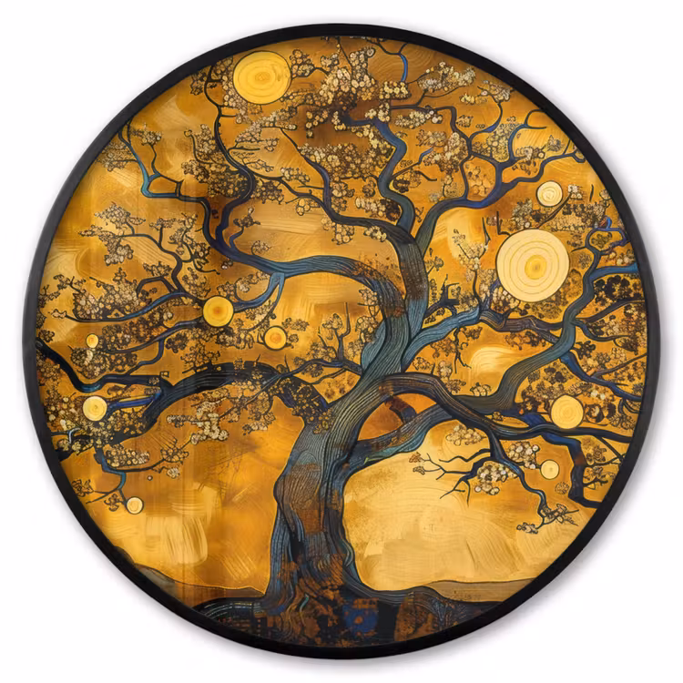 Ronde fotolijst - Boom - Levensboom - Abstract - Goud — 1