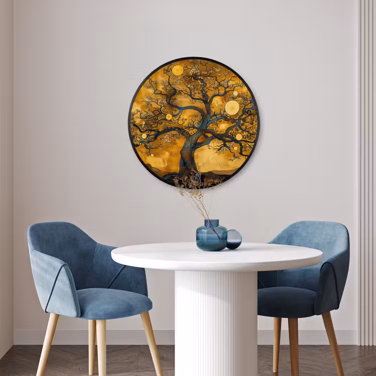 Ronde fotolijst - Boom - Levensboom - Abstract - Goud — 3