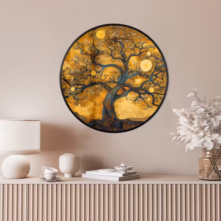 Ronde fotolijst - Boom - Levensboom - Abstract - Goud — 4
