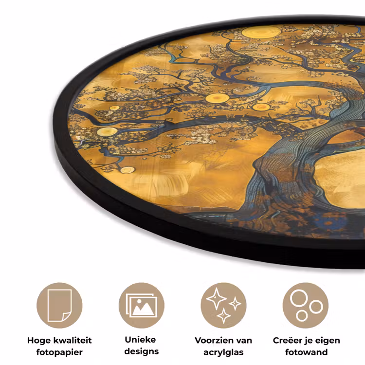 Ronde fotolijst - Boom - Levensboom - Abstract - Goud — 5