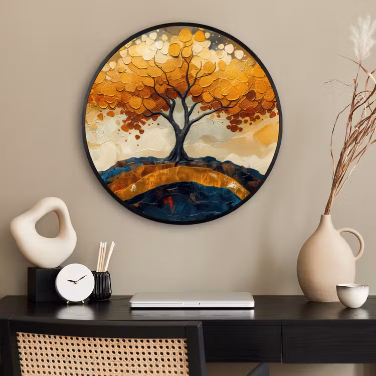 Ronde fotolijst - Boom - Natuur - Goud - Modern — 2