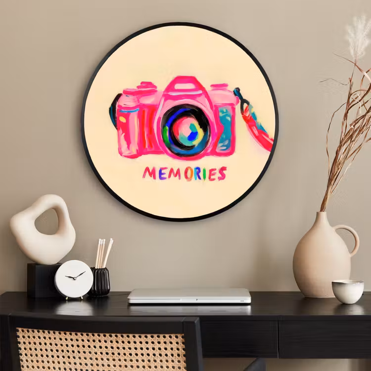 Ronde fotolijst - Camera - Memories - Roze - Geschilderd — 2