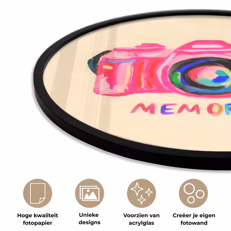 Ronde fotolijst - Camera - Memories - Roze - Geschilderd — 5