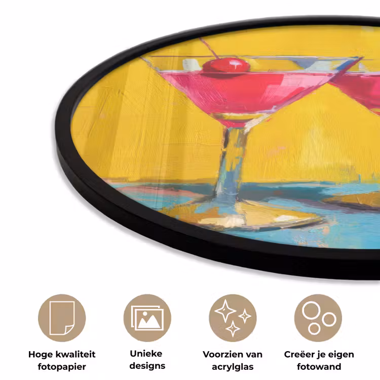 Ronde fotolijst - Glazen - Cocktail - Citroen - Kers — 5