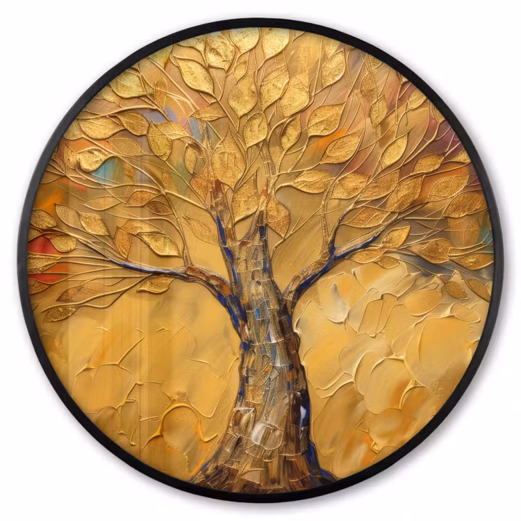 Ronde fotolijst - Goud - Boom - Abstract - Modern — 1