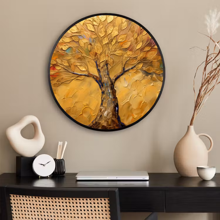 Ronde fotolijst - Goud - Boom - Abstract - Modern — 2
