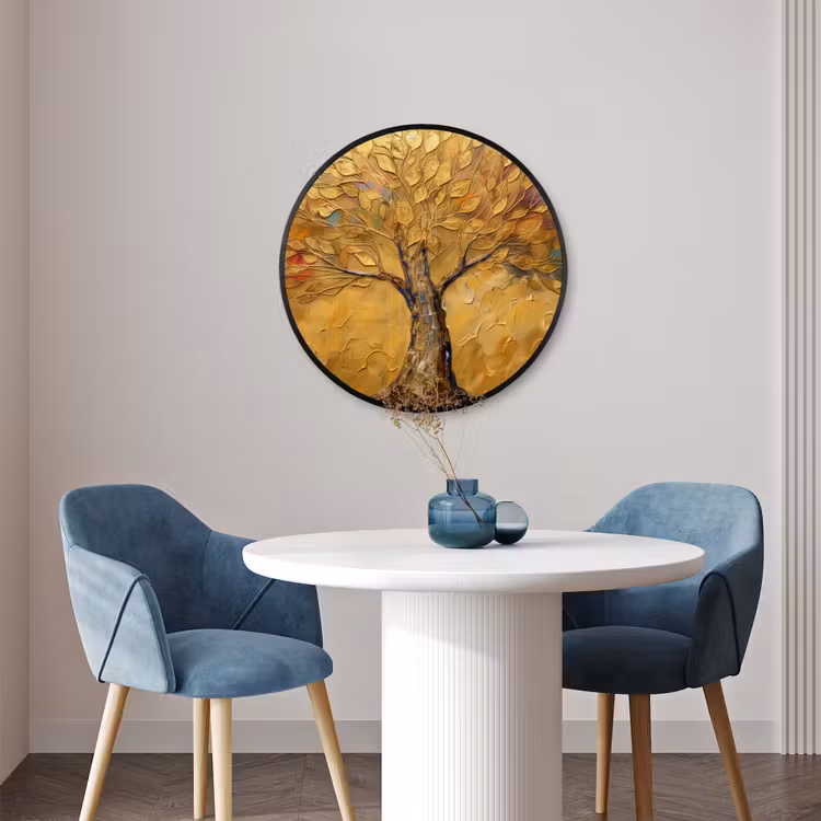 Ronde fotolijst - Goud - Boom - Abstract - Modern — 3