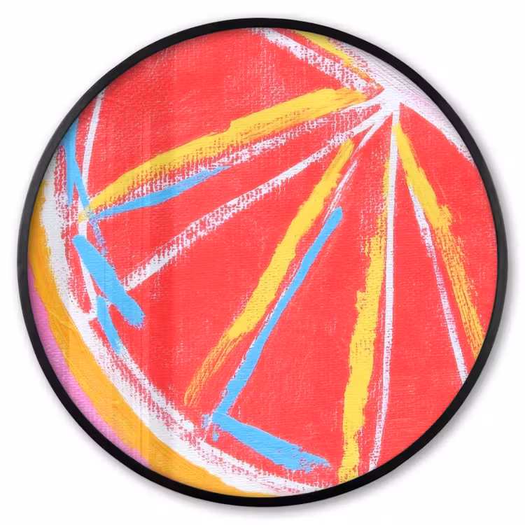 Ronde fotolijst - Grapefruit - Geschilderd - Roze - Strepen — 1