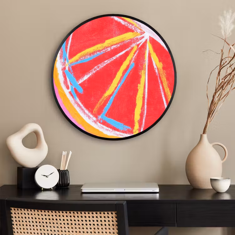 Ronde fotolijst - Grapefruit - Geschilderd - Roze - Strepen — 2