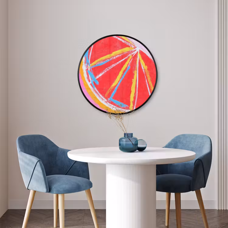 Ronde fotolijst - Grapefruit - Geschilderd - Roze - Strepen — 3