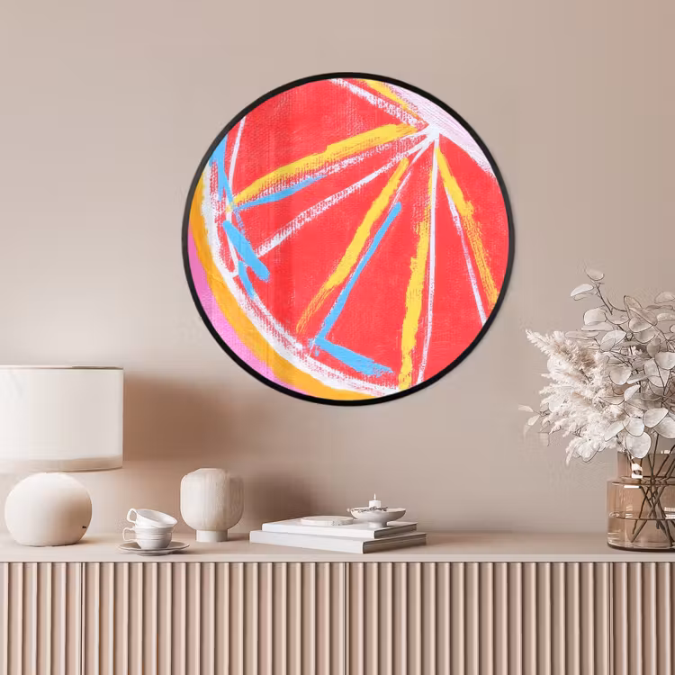 Ronde fotolijst - Grapefruit - Geschilderd - Roze - Strepen — 4