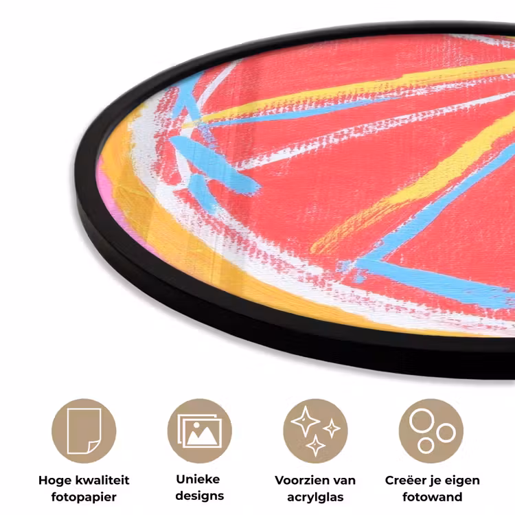 Ronde fotolijst - Grapefruit - Geschilderd - Roze - Strepen — 5