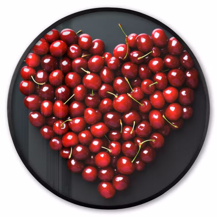 Ronde fotolijst - Kersen - Hart - Rood - Zwart — 1