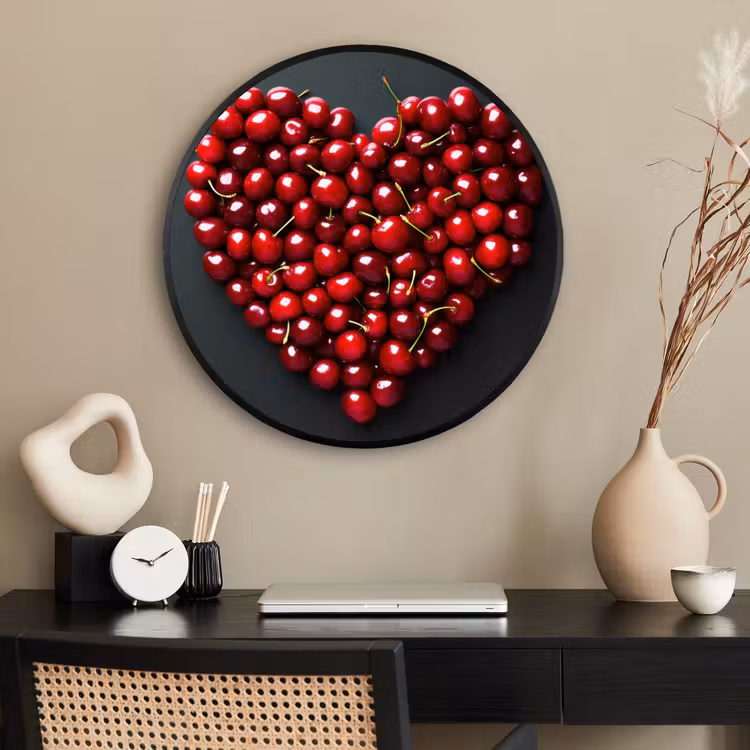 Ronde fotolijst - Kersen - Hart - Rood - Zwart — 2