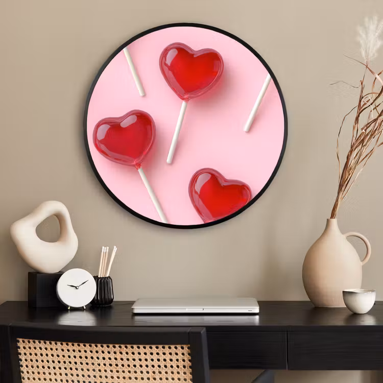 Ronde fotolijst - Lollies - Hartjes - Roze — 2
