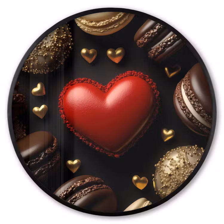 Ronde fotolijst - Macarons - Rood - Hart — 1