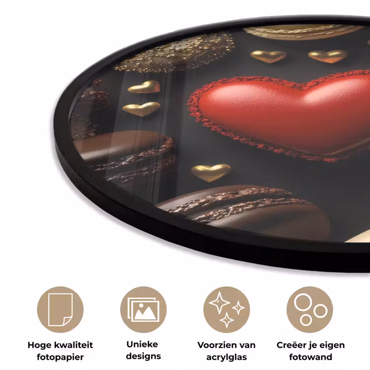Ronde fotolijst - Macarons - Rood - Hart — 5