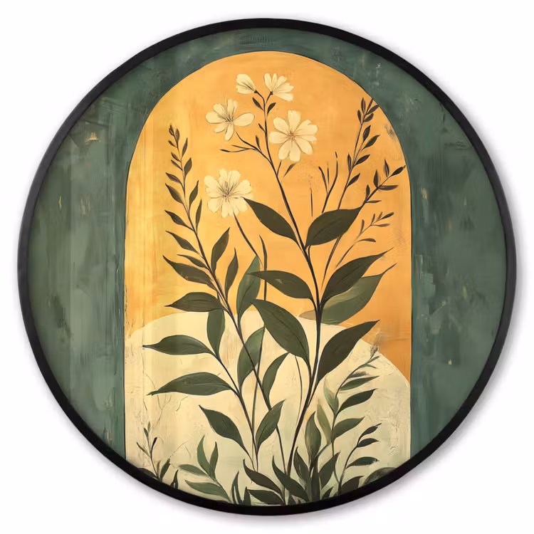 Ronde fotolijst - Plant - Bloemen - Wit — 1