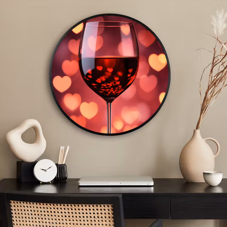 Ronde fotolijst - Rood - Wijn - Hartjes — 2