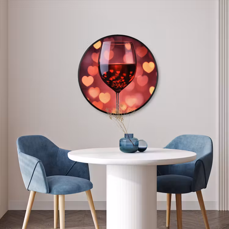 Ronde fotolijst - Rood - Wijn - Hartjes — 3