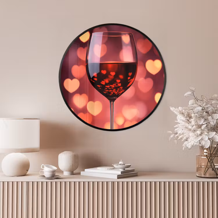 Ronde fotolijst - Rood - Wijn - Hartjes — 4