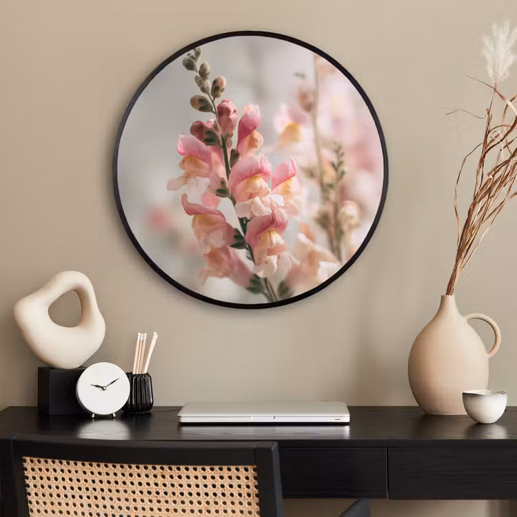 Ronde fotolijst - Bloem - Leeuwenbek - Roze - Stengel — 2