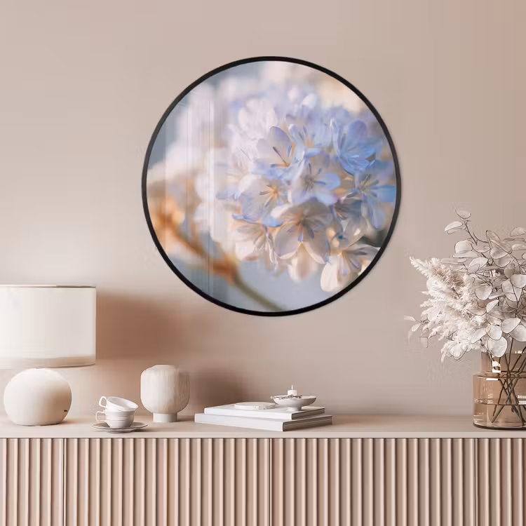Ronde fotolijst - Bloemen - Lichtblauw - Wazig - Trosje — 4