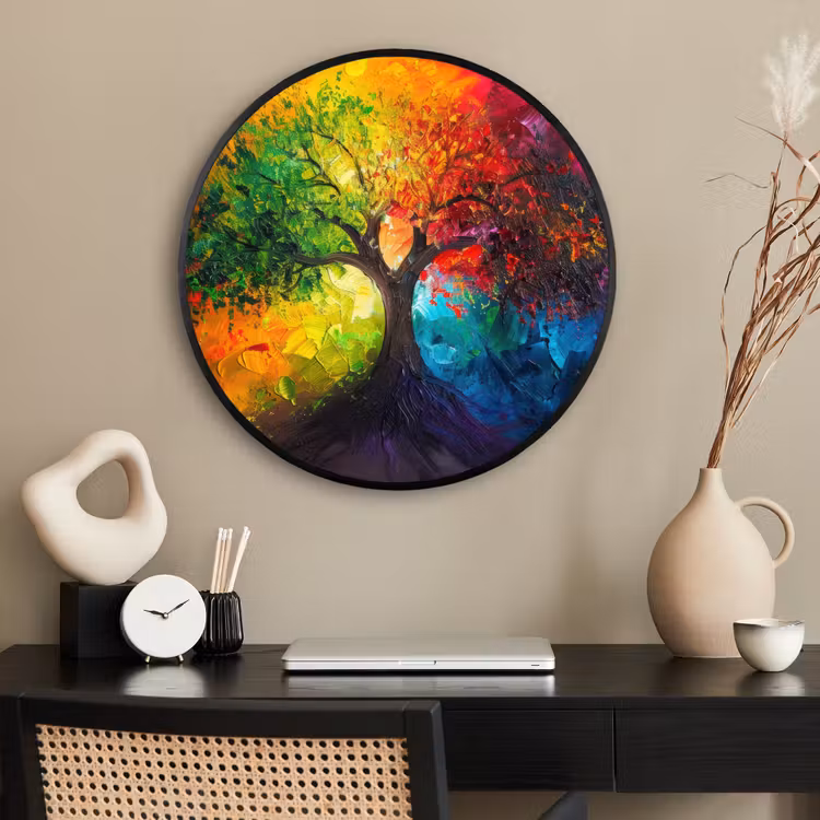 Ronde fotolijst - Boom - Kleurrijk - Modern - Abstract — 2