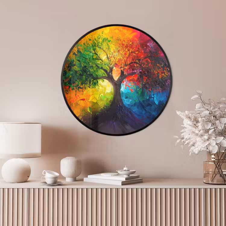 Ronde fotolijst - Boom - Kleurrijk - Modern - Abstract — 4