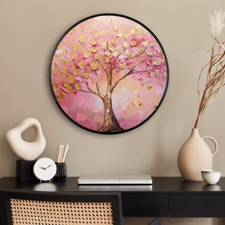 Ronde fotolijst - Boom - Roze - Goud - Modern — 2