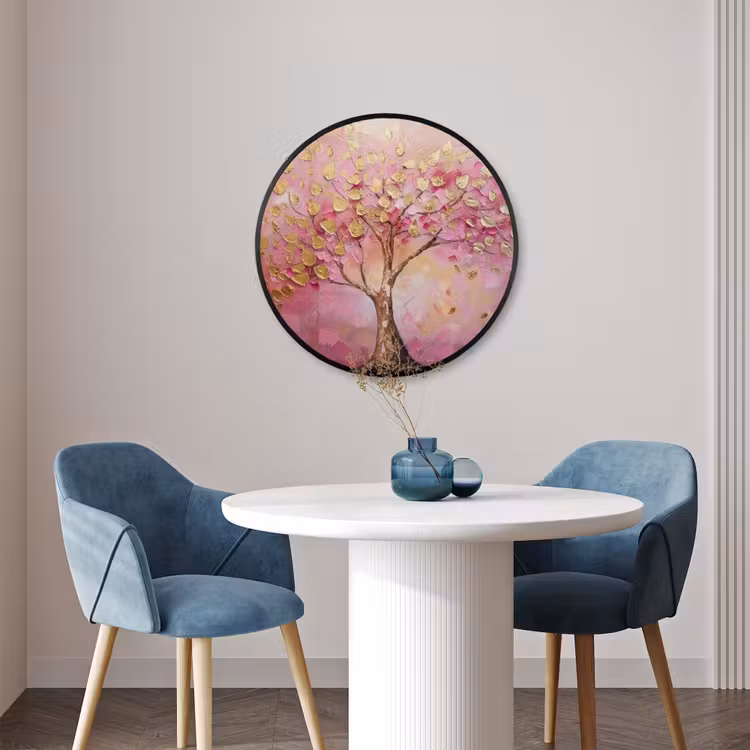 Ronde fotolijst - Boom - Roze - Goud - Modern — 3