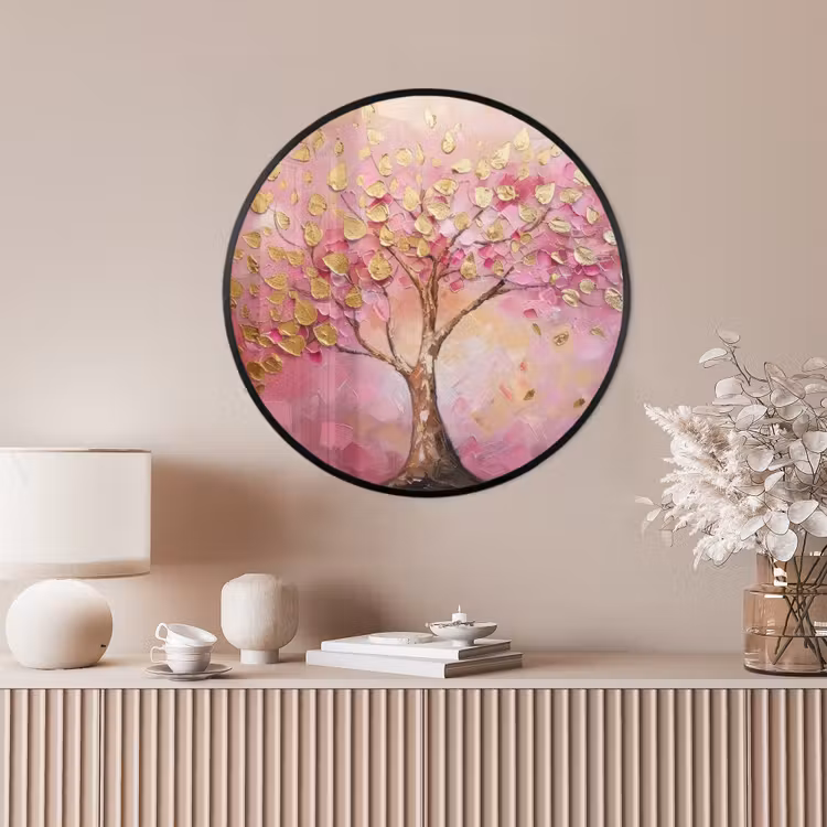 Ronde fotolijst - Boom - Roze - Goud - Modern — 4