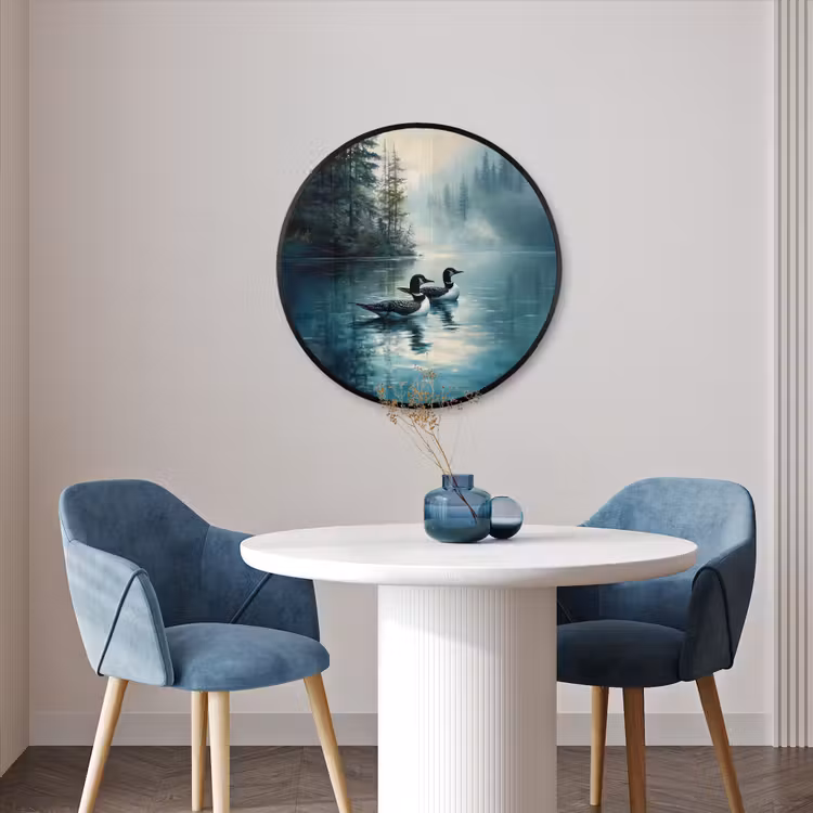 Ronde fotolijst - Bos - Water - Eenden - Mistig — 3