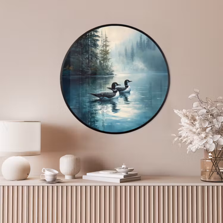 Ronde fotolijst - Bos - Water - Eenden - Mistig — 4