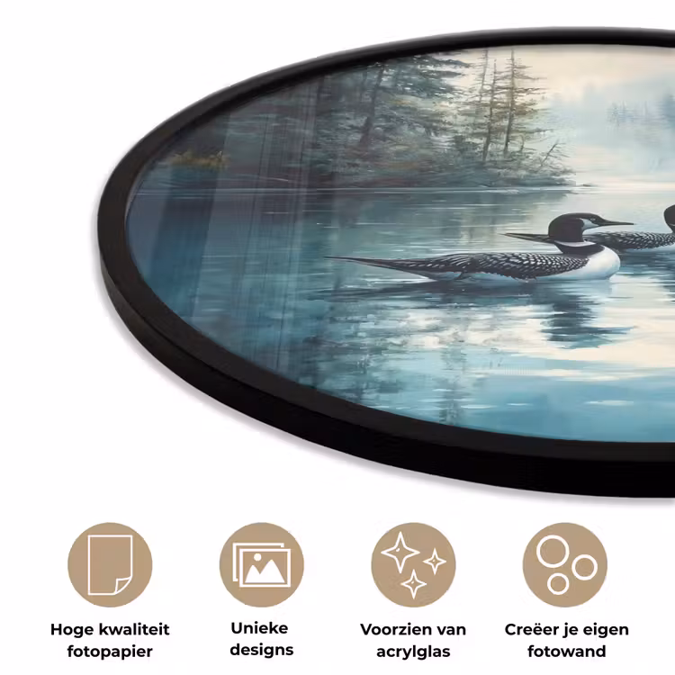 Ronde fotolijst - Bos - Water - Eenden - Mistig — 5