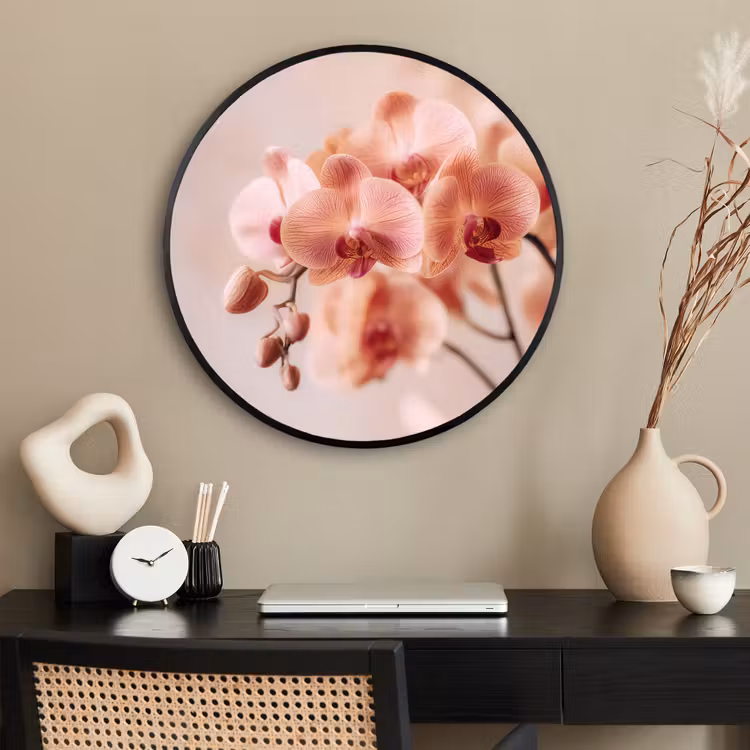 Ronde fotolijst - Orchidee - Bloemen - Roze - Bloemblaadjes — 2