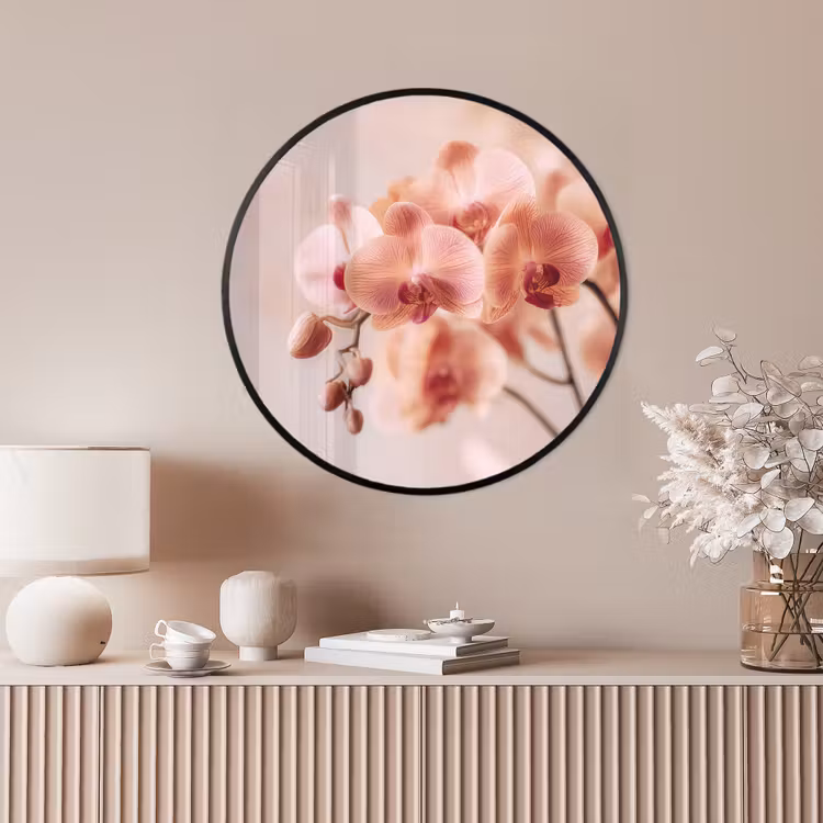 Ronde fotolijst - Orchidee - Bloemen - Roze - Bloemblaadjes — 4