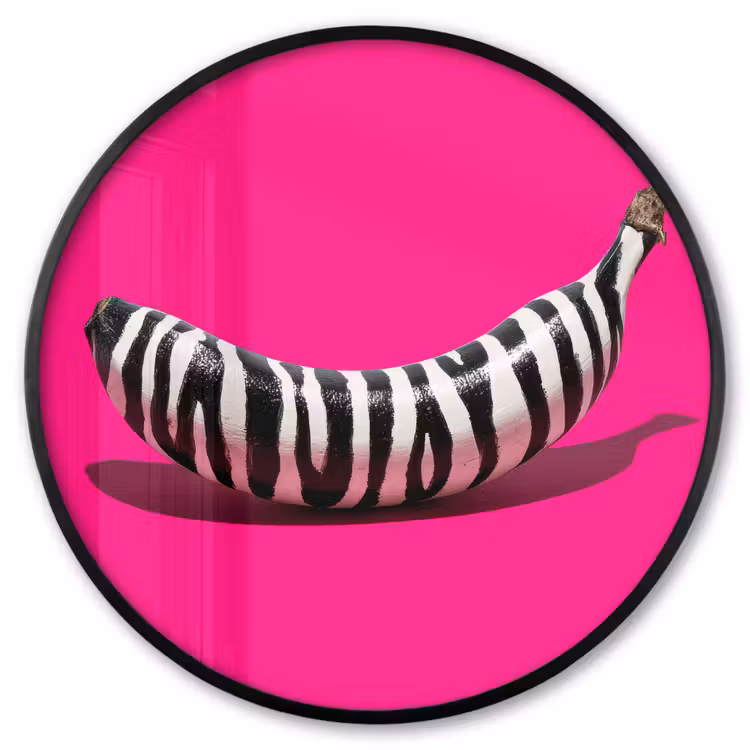 Ronde fotolijst - Banaan - Zebraprint - Roze — 1