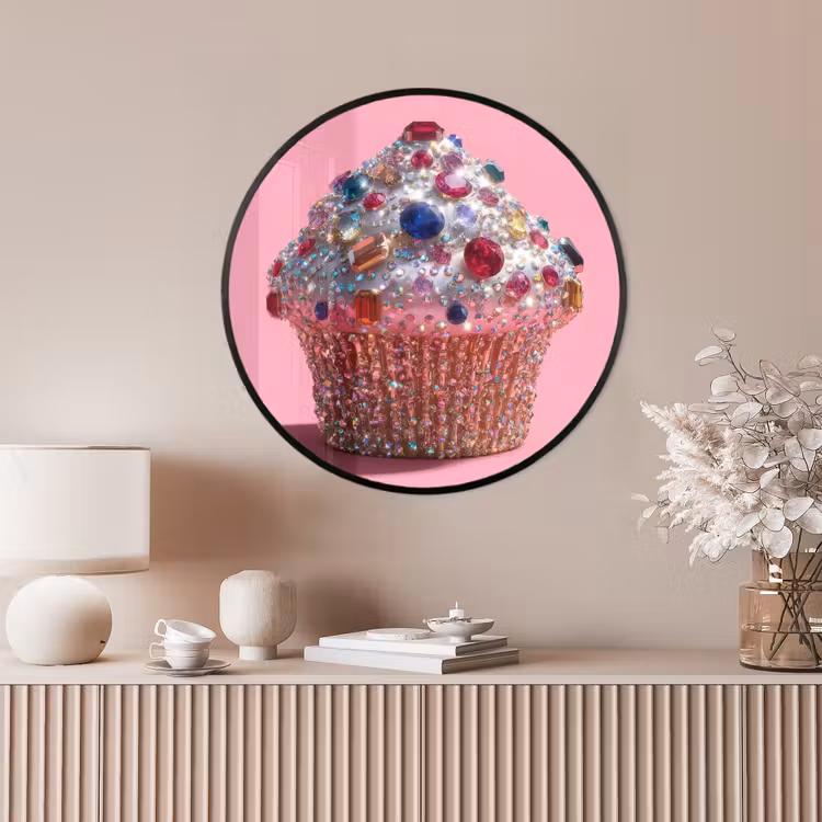 Ronde fotolijst - Cupcake - Kleurrijk - Edelstenen — 4