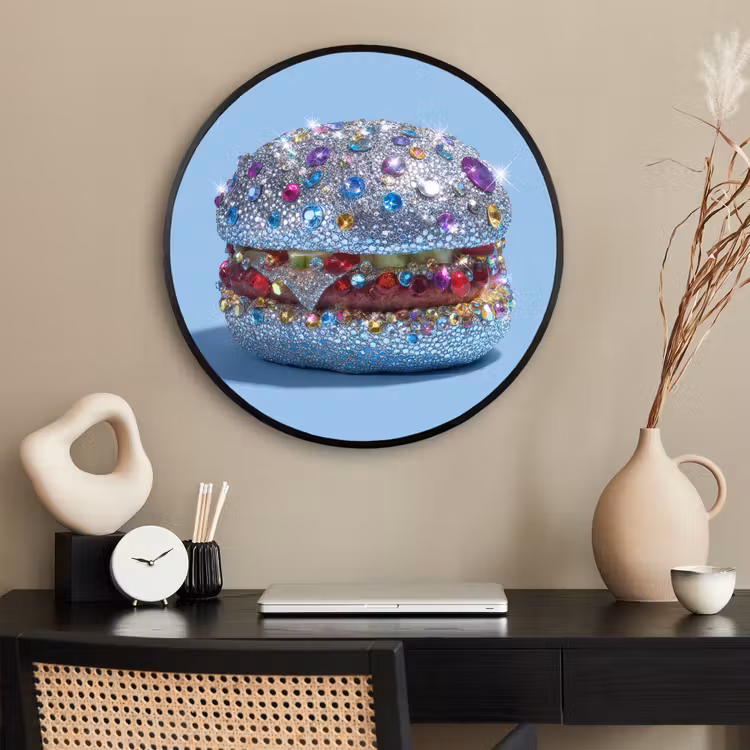 Ronde fotolijst - Glitters - Hamburger - Blauw — 2