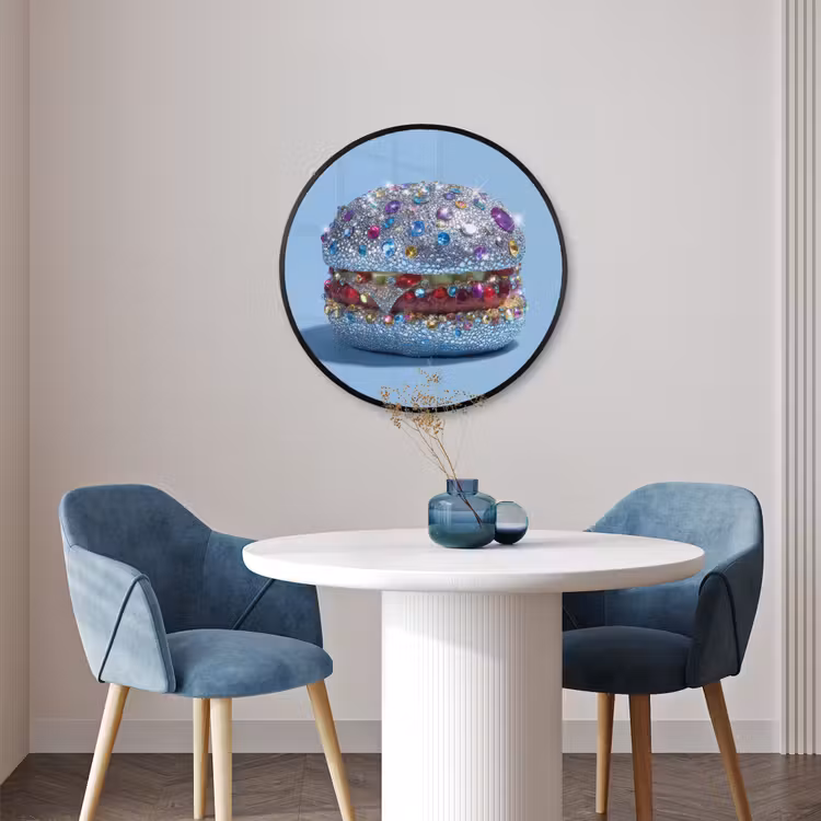 Ronde fotolijst - Glitters - Hamburger - Blauw — 3