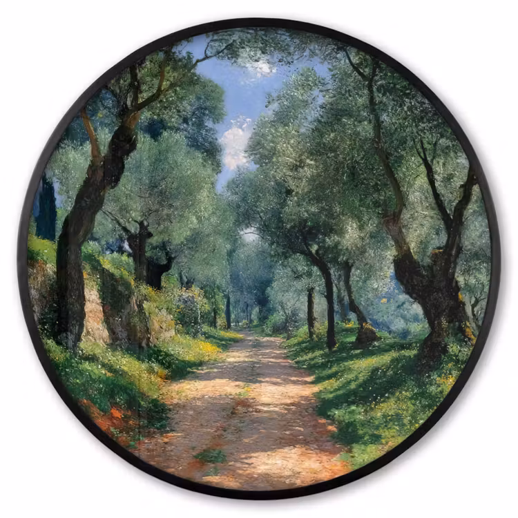 Ronde fotolijst - Pad - Bomen - Schaduw - — 1