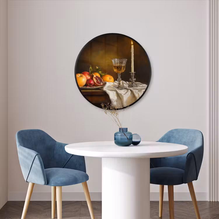 Ronde fotolijst - Fruit - Stilleven - Wijn - Kaars — 3