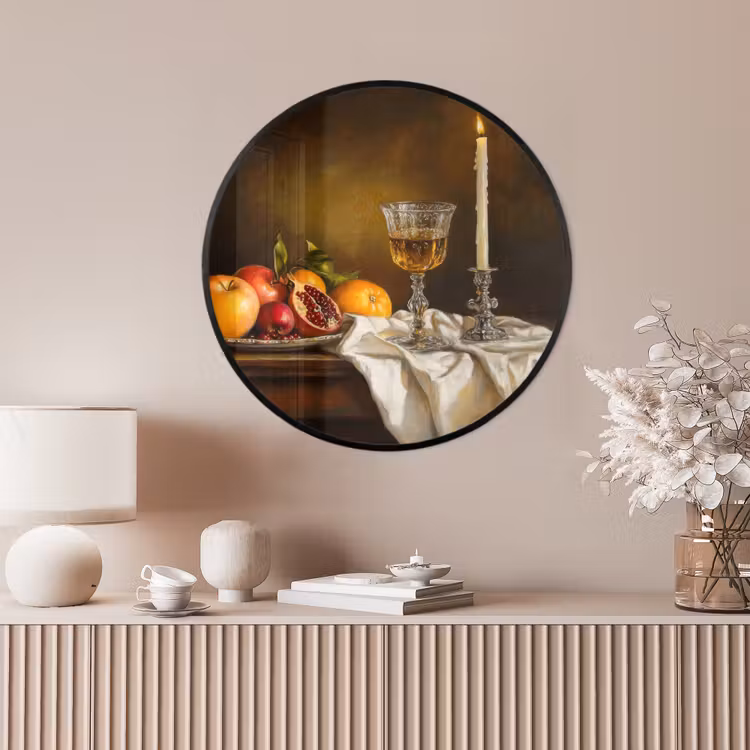 Ronde fotolijst - Fruit - Stilleven - Wijn - Kaars — 4
