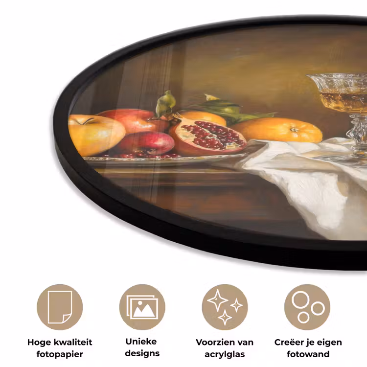 Ronde fotolijst - Fruit - Stilleven - Wijn - Kaars — 5